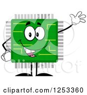 Happy Microchip Character Waving