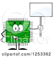 Poster, Art Print Of Happy Microchip Character Holding Up A Blank Sign