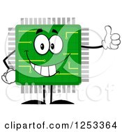 Happy Microchip Character Holding A Thumb Up