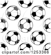 Clipart Of A Seamless Background Pattern Of Black And White Soccer Balls 2 Royalty Free Vector Illustration
