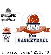 Clipart Of Basketballs Banners Hoops And Text Royalty Free Vector Illustration
