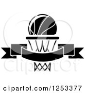 Poster, Art Print Of Basketball Over A Banner And Hoop