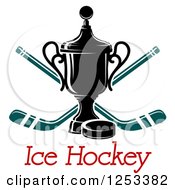 Poster, Art Print Of Championship Trophy With Crossed Hockey Sticks And A Puck With Text