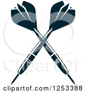 Clipart Of Navy Blue Crossed Darts Royalty Free Vector Illustration