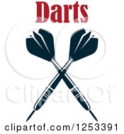 Clipart Of Black And White Crossed Darts With Text Royalty Free Vector Illustration