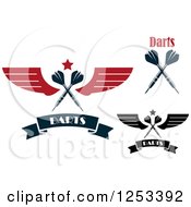 Clipart Of Crossed Darts With Stars Wings And Text Royalty Free Vector Illustration