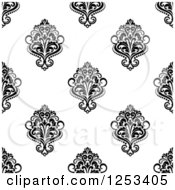 Poster, Art Print Of Seamless Background Pattern Of Black And White Damask