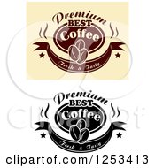 Clipart Of Premium Best Coffee Fresh And Tasty Designs Royalty Free Vector Illustration