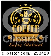 Poster, Art Print Of Gold And Black Coffee Morning Enjoy Natural Design