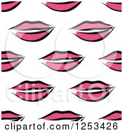 Poster, Art Print Of Seamless Background Pattern Of Pink Feminine Lips