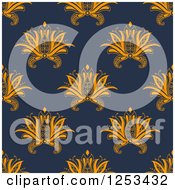 Clipart Of A Seamless Background Pattern Of Henna Lotus Flowers Royalty Free Vector Illustration by Vector Tradition SM