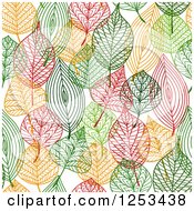 Seamless Background Pattern Of Colorful Skeleton Leaves