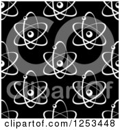 Clipart Of A Seamless Background Pattern Of White Atoms On Black Royalty Free Vector Illustration