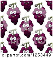 Clipart Of A Seamless Background Pattern Of Happy Grapes Royalty Free Vector Illustration