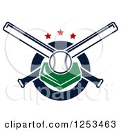 Poster, Art Print Of Baseball On A Plate With Crossed Bats And Stars