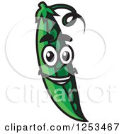 Clipart Of A Happy Pea Pod Royalty Free Vector Illustration