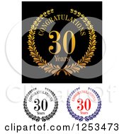 Clipart Of Congratulations 30 Year Anniversary Designs Royalty Free Vector Illustration