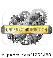 Poster, Art Print Of 3d Under Construction Plaque Over Gears