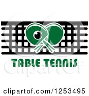 Clipart Of A Ping Pong Ball And Crossed Paddles With A Net Over Table Tennis Text Royalty Free Vector Illustration