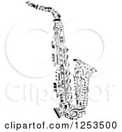 Poster, Art Print Of Black And White Saxophone Made Of Music Notes