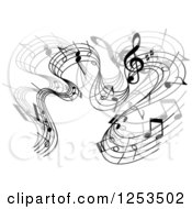 Poster, Art Print Of Grayscale Flowing Music Notes 6