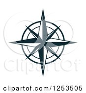 Clipart Of A Navy Blue Compass Rose Royalty Free Vector Illustration