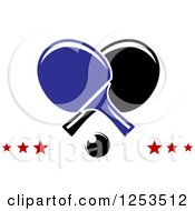 Clipart Of A Ping Pong Ball And Crossed Paddles With Stars Royalty Free Vector Illustration
