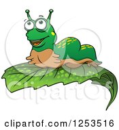 Poster, Art Print Of Happy Slug On A Leaf