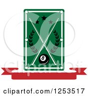 Clipart Of A Billiards Table Over A Banner Royalty Free Vector Illustration