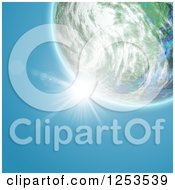 Clipart Of A 3d Sun Flare Over A Fictional Planet Royalty Free Illustration by KJ Pargeter