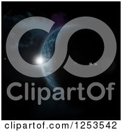 Clipart Of A 3d Sun Rising Over A Fictional Planet Royalty Free Illustration
