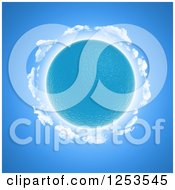 Clipart Of A 3d Blue Water Planet With Clouds Royalty Free Illustration