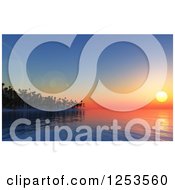 Poster, Art Print Of 3d Tropical Island At Sunset