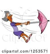 Poster, Art Print Of Black Woman Struggling With An Umbrella In A Wind Storm