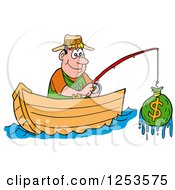 Poster, Art Print Of Happy White Man Fishing For Money