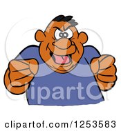 Clipart Of A Tough Black Man Pumping His Fists And Grinning Royalty Free Vector Illustration