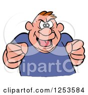 Clipart Of A Tough White Man Pumping His Fists And Grinning Royalty Free Vector Illustration