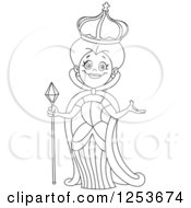 Poster, Art Print Of Black And White Line Art Design Of A Welcoming Queen