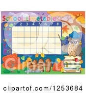 Clipart Of A School Timetable With A Professor Owl Royalty Free Vector Illustration by visekart