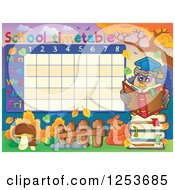 Poster, Art Print Of School Timetable With A Reading Professor Owl