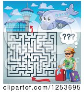 Poster, Art Print Of Happy Tourist Airplane And Airport Maze
