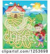 Clipart Of A Waving School Girl Maze Royalty Free Vector Illustration