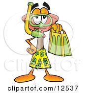 Sink Plunger Mascot Cartoon Character In Green And Yellow Snorkel Gear