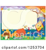 Poster, Art Print Of Blank Board And Autumn Border With A Kite