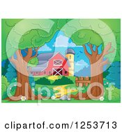 Poster, Art Print Of Trees Framing A Red Barn And Silo