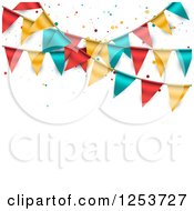 Poster, Art Print Of Festive Party Bunting Flag Banner Over White With Text Space