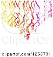 Clipart Of A Background Of Colorfuld Party Ribbons Over White Royalty Free Vector Illustration by vectorace