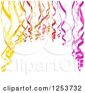Clipart Of A Background Of Colorfuld Party Ribbons Over White Royalty Free Vector Illustration by vectorace