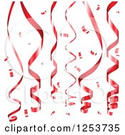 Clipart Of A Background Of Red Party Ribbons Royalty Free Vector Illustration by vectorace