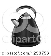 Clipart Of A 3d Black Coffee Kettle Royalty Free Vector Illustration